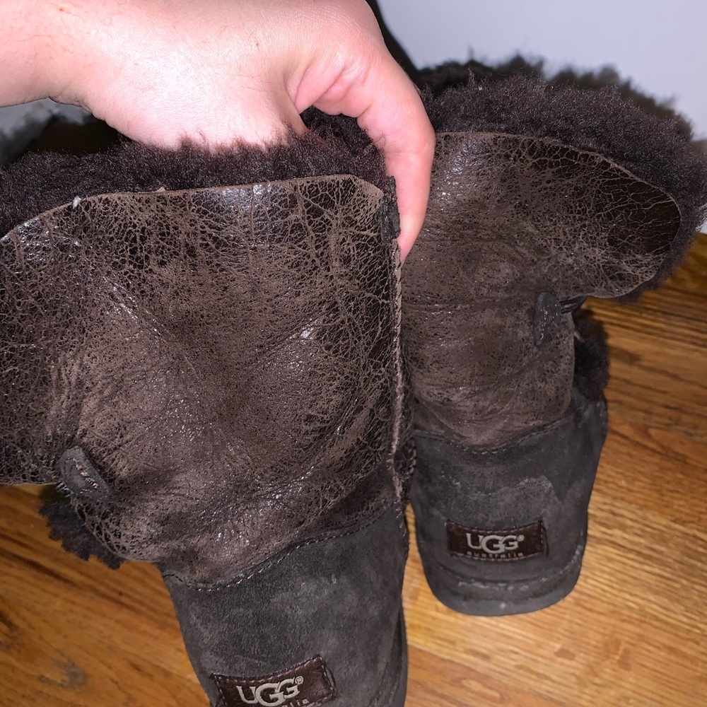 Ugg Bailey Button leather brown Boots 8 - Picture 4 of 6